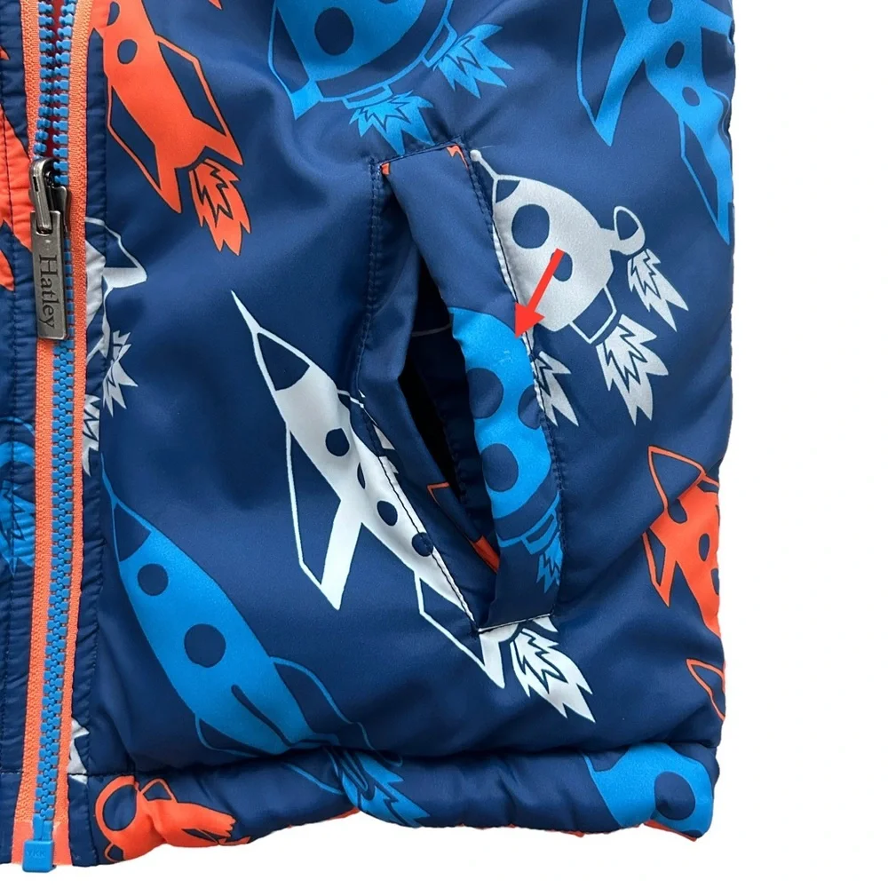 Hatley Puffer Vest Reversible Sleeveless Retro Rocket Ships (5)